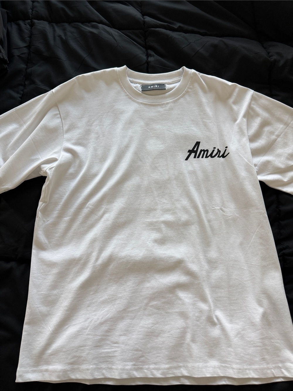 AMIRI White Short-Sleeve Logo Tee with Black Script